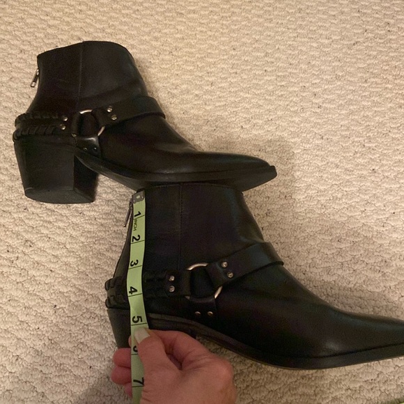 Brusque Black Leather Back Zip Ankle Boots - Picture 5 of 12